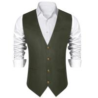 Chaleco informal de gamuza sintética de vaquero occidental para hombre, chaleco ajustado con cuello en V para ciclismo de motor y graduación, ropa social para hombre - details 24