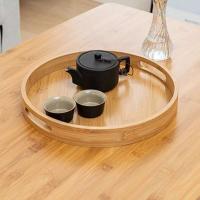 Bandeja de Servicio de Té de Bambú Bandera de Almacenamiento de Madera Sencilla para Desayuno y Postre Uso en Cocina y Dinería - details 3
