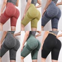Pantalones cortos de yoga elásticos para mujer, mallas de compresión de cintura alta con control de barriga, fruncidos, sin costuras, levantamiento de glúteos, entrenamiento en el gimnasio - details 3
