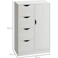 Armario de Salón Auxiliar con 4 Cajones Puerta, Estante Interior, Mueble de Almacenamiento Multiusos para Baño, Dormitorio, Comedor 54x29x83 cm - details 11