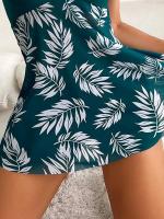 2025 Vestido corto Tankini con pantalones cortos traje de baño para mujer traje de baño femenino acolchado estampado traje de baño ropa de playa para nadar verano - details 11