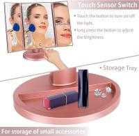 Espejo de Maquillaje con LED, Iluminado Espejo de Mesa Luz con Ampliación 1X / 2X / 3X Plegable Espejo de la Vanidad Rotación 180° Pantalla Táctil Espejo Cosmético para Hombre y Mujer - details 2