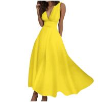 Mujeres elegantes A e sin mangas blanco Midi Casual mujer Sping verano cuello en V túnica cintura Swing vestido abrigo vestidos largos - details 4