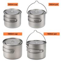 Lixada - maceta colgante portátil de titanio ultraligera, 900 ml/1600 ml, con asa plegable con tapa, utilizada para acampar al aire libre, hacer senderismo, - details 2