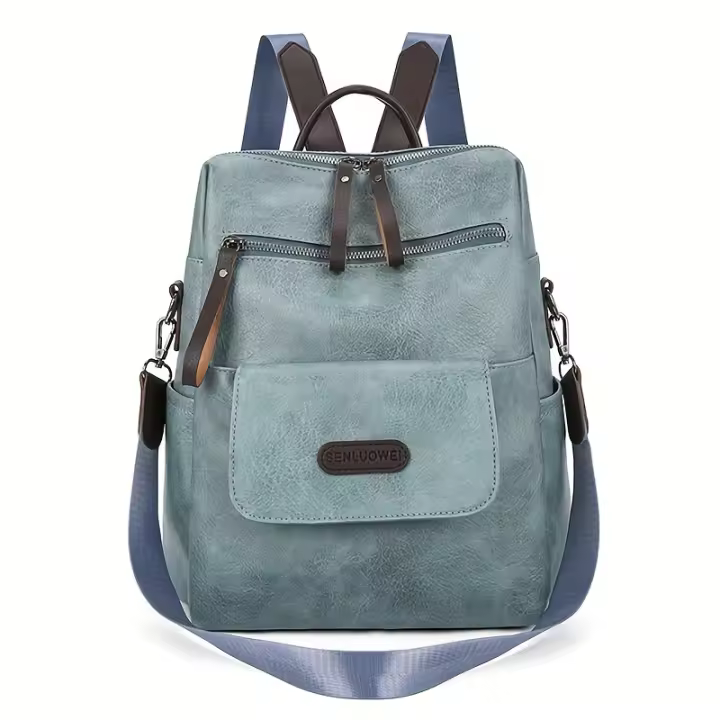 Mochila multifuncional de piel sintética para viaje, bolso de hombro bidireccional, Retro, para la escuela y el trabajo - 1