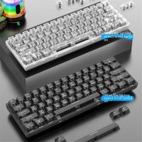 Xunfox-teclado transparente inalámbrico K30Pro, Bluetooth, 3 modos, Hotswao Rgb, retroiluminado, PC, ordenador, hombre, regalos, blanco - details 1