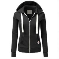 Sudadera con capucha de manga larga para mujer, abrigo deportivo informal con bolsillos y cremallera, Color sólido, otoño - details 4