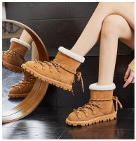 Botas de nieve de cuero nuevas botas cortas con correa térmica de terciopelo - details 16