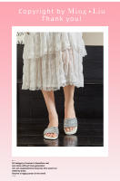 Zapatillas de tacón grueso con diamantes de imitación nuevas medias zapatillas ropa exterior de mujer con falda casual moda versátil sandalias - details 19