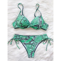 Freckange-Bikini brasileño de piel de serpiente para mujer, traje de baño con estampado animal, Push-Up, conjunto de 2 piezas, Bikini de playa, 2021 - details 6