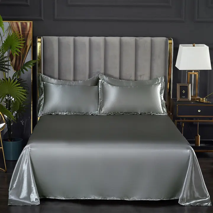 Bonenjoy-sábana lisa y sedosa para el hogar, ropa de cama de Color sólido, estilo lujoso, sin funda de almohada, 1 unidad - 1