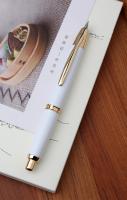 Pluma estilográfica de metal con prensa colorida A1, punta F retráctil con clip dorado/negro, convertidor de tinta, regalo de escritura para oficina y escuela - details 0
