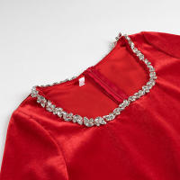 Elegante Vestido Mini de Moda para Mujer Cuello Cuadrado con Cuentas Vestido Rojo, Negro, Blanco para Fiestas - details 6