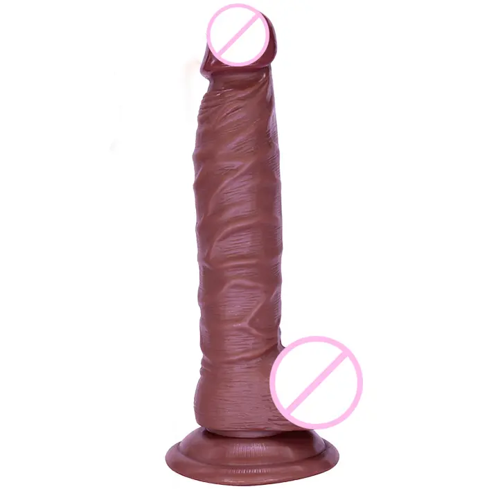 Juguete sexual para mujeres Consolador de silicona realista de 11 pulgadas, material seguro para el cuerpo Ventosa fuerte Consolador anal grueso ultra suave y realista para hombres Estimulador de punto G con eje curvo y bolas Entrenador de garganta - 1