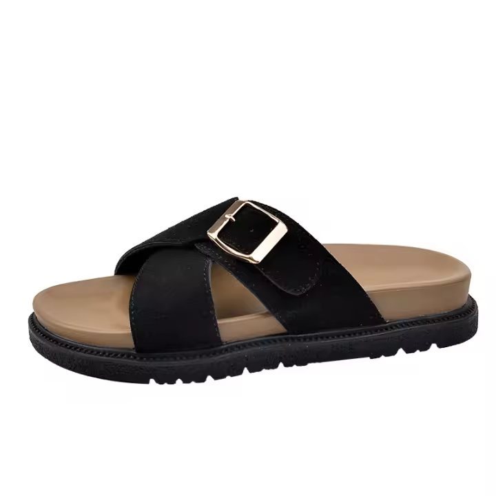Sandalias de mujer 2025, suela gruesa, plataforma cruzada, chanclas de playa retro, correa de hombro única, zapatos casuales - 1