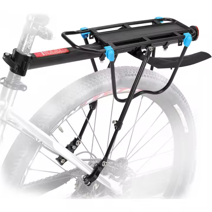 Portabultos Bicicleta Trasero Carga 50KG, Liberación Rápida Ajustable Portaequipajes Bici Estante Tija De Sillín con Guardabarros Reflector para Ciclismo Montaña Equipaje Deporte - 1