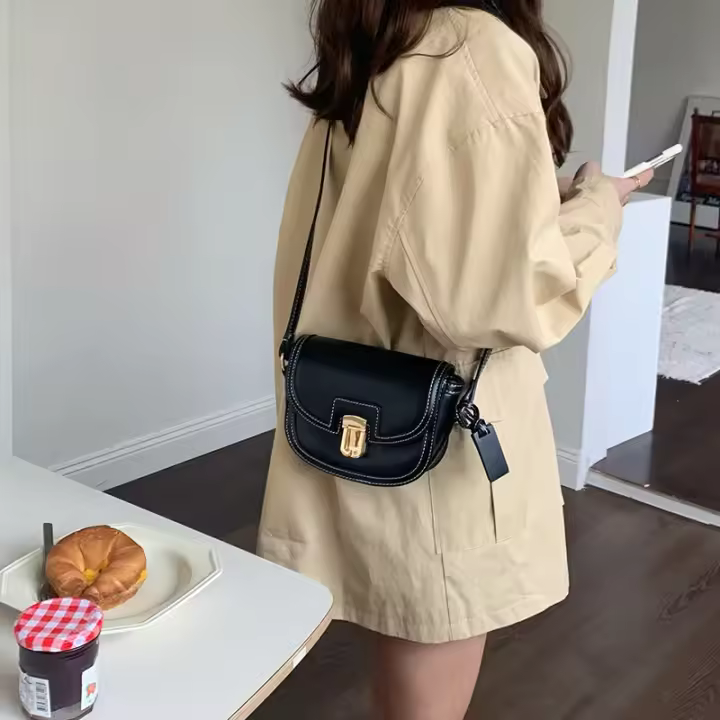 Nuevo bolso de lona vintage con correa para el hombro y panel de contraste de estilo pequeño - 1