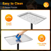 Bandeja de aluminio con ruedas para salón de belleza, carro para tatuaje, altura ajustable, 70-110CM, Blateado - details 4