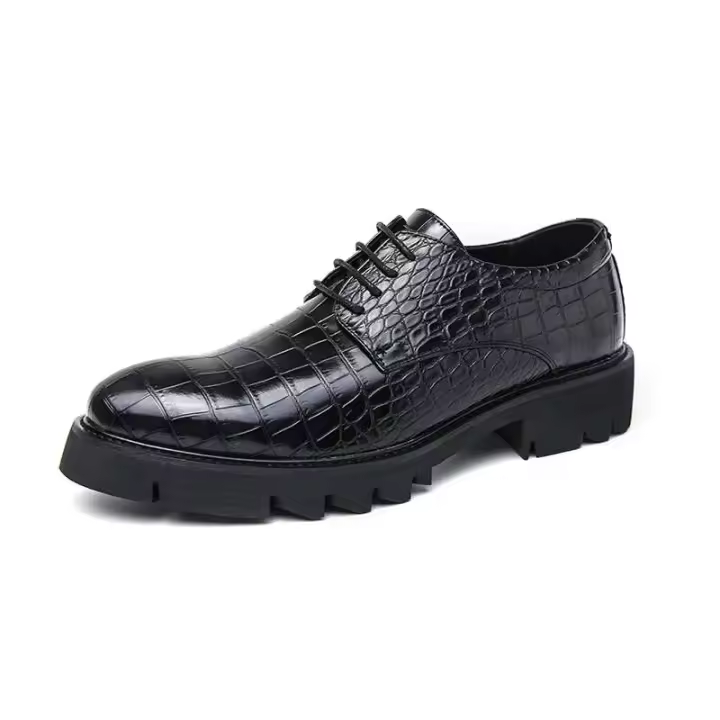 Alta calidad para hombres, zapatos planos casuales de cuero Oxford, zapatos de vestir formales italianos para hombres - 1