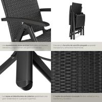 Respaldo Ajustable y Reposapiés, Silla Conjunto Jardín Exterior, Muebles Jardín Exterior Resistentes a Intemperie, Reposabrazos en Madera - marrón - details 21