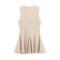 Elegante Vestido de Fiesta de Noche de Primavera BUNO Hembra Ancha Ondulada, Lazo, Color Sólido, Sin Mangas, Cuello Redondo - details 9
