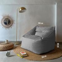 Reposapiés Salon de Lujo - [50x40x30 cm] Sofá Puf de Diseño con Relleno Incluido para Escritorio u Oficina - Taburete Bean Bag Silla Grande en Cuero Sintético Beige - details 27