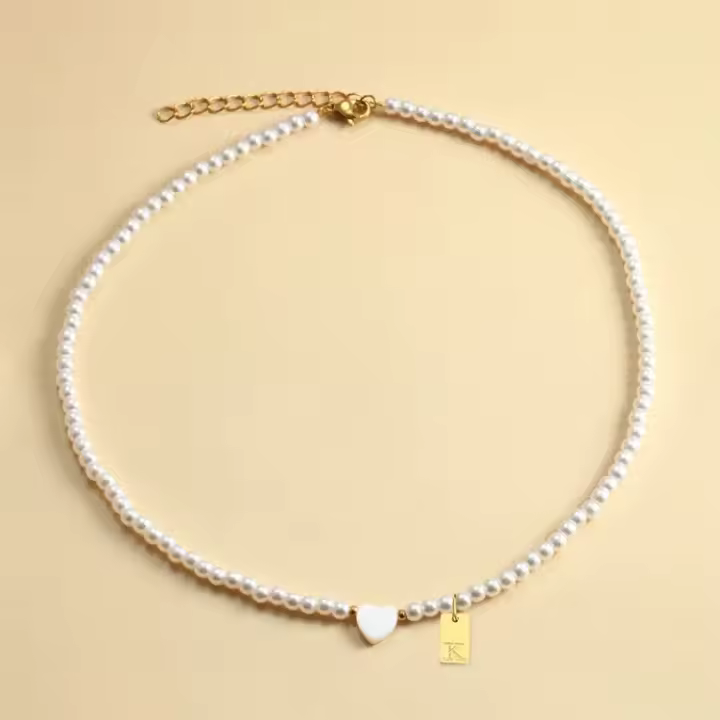 Collares con colgante para mujer, 26 letras iniciales, Color dorado, joyería de perlas de imitación, tendencia 2024 - 1
