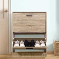Mueble zapatero de 12 pares - Estantería de gran capacidad para vestíbulo o pasillo - (ancho) 60 x (profundidad) 24 x (alto) 80 cm - Madera clara blanca - details 133