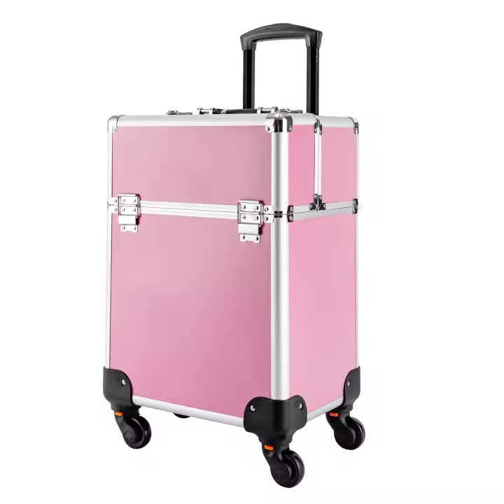 Estuche de maquillaje enrollable profesional, caja organizadora de cosméticos, rosa, salón de belleza, peluquería - 1