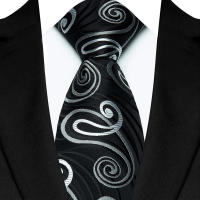 Corbata De Lujo Para Hombre 8CM Punto Rayas Solida Color Negro Para Bodas Y Fiestas Negra Poliéster Moda Adulto - details 6