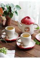 Juego de Vajilla de Cerámica de Hongo Rojo Taza de Café, Taza de Té de la Tarde, Plato de Arroz de Pastelería, Plato de Ensalada Artículos de Cocina y Comedor - details 8