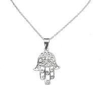 Colgante Plata de Ley 925 Mano de Fátima. Hamsa. 25 mm con Cadena Plata de Ley de 40 a 45 cm Estuche Incluido - details 0