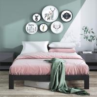 Arnav Cama 135x190 cm - Altura 26 cm - Somier de plataforma de metal con soporte de listones de madera - Negro - details 2