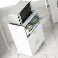 Mueble Microondas, Armario con 1 Cajón y 2 Puertas, Acabado en Blanco Artik y Cemento, - details 4