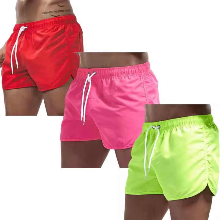 Pantalones cortos de playa para hombre, bañadores de playa de color sólido para verano, pantalones informales para correr, pantalones cortos ligeros de secado rápido para natación y surf, 3 uds. - 1
