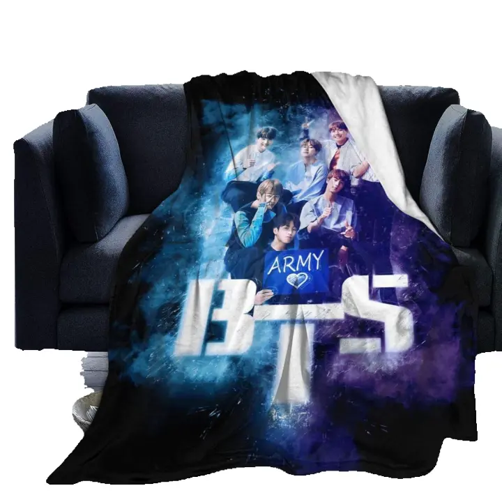 BTS-Manta cálida para el ejército, Ultra suave, ligera, para sofá, oficina, viaje, Camping, hogar, X466 - 1
