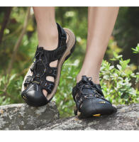 Sandalias de cuero genuino para hombre, zapatos de playa de piel de vaca transpirables, sandalias deportivas para senderismo al aire libre, sandalias romanas para hombre - details 19