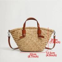 Bolsos de cesta tejidos de mimbre informales, bolsos de ratán para mujer, bolsos hechos a mano de paja de playa de verano, bolso de hombro tipo bandolera de diseñador 2024, mochila de lujo de alta gama - details 0