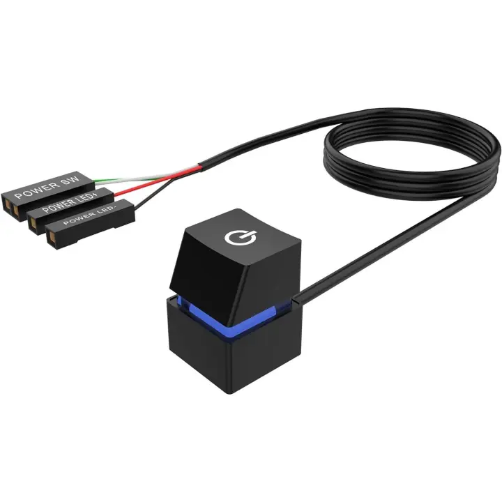 Interruptor de botón de encendido de PC de 2m, interruptor de computadora de escritorio, luces LED de colores, placa base de PC, inicio externo, encendido/apagado, Cable de extensión de botón para oficina en casa (7 colores) - 1
