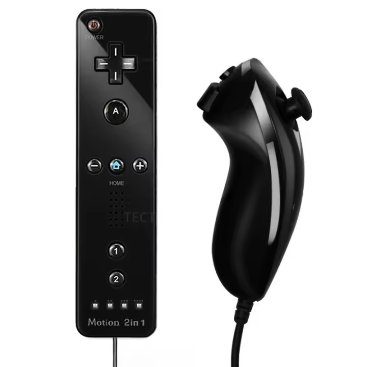 Mando a distancia integrado Motion Plus, Compatible con Nintendo Wii, Nunchuck Set, inalámbrico, Bluetooth, con funda de silicona - 1
