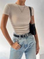 Camisa de manga corta tejida, Tops, Camisas, Ropa de mujer, Y2K, Regalos para mujeres - details 0