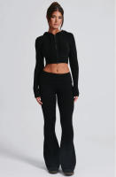 Conjunto de dos piezas de moda para mujer, Top con capucha, pantalones informales, ajustados, primavera - details 17