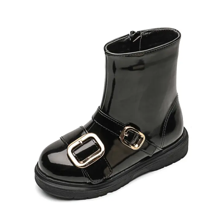 Moda Cinturón Hebilla Niñas Cremallera Lateral Niña Botas para Niños - 1