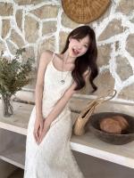 Vestido de Tirantes Bordados Estilo Deseo Puro para Mujeres Cintura Ajustable Adelgazante - details 8