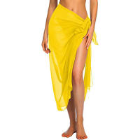 Falda larga y corta para mujer, traje de baño de Sarong, pareo de Bikini de verano, bufanda transparente - details 8