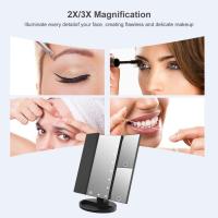 LZ1217 Espejo de Maquillaje, Espejo Tri-Fold con Aumento de 1x/2x/3x/10x, Pantalla Táctil Ajustable y 22 Luces LED, Espejo Iluminado para Tocador, Espejos Cosméticos de Encimera (Blanco) - details 19