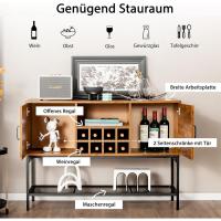 Estante de Vino de Metal Resistente 8 Botellas, 2 Puertas, Diseño de Malla, Ajustable, Para Sala de Estar, Cocina, 120×40×85cm - details 3