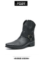 Nuevas botas de cuero con cremallera lateral para hombre, zapatos de cuero de caña alta con relieve - details 2