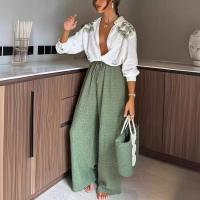 2025 nueva moda ropa de mujer, camisa estampada de manga larga + conjunto de pantalones, conjunto de dos piezas, casual relajado - details 7