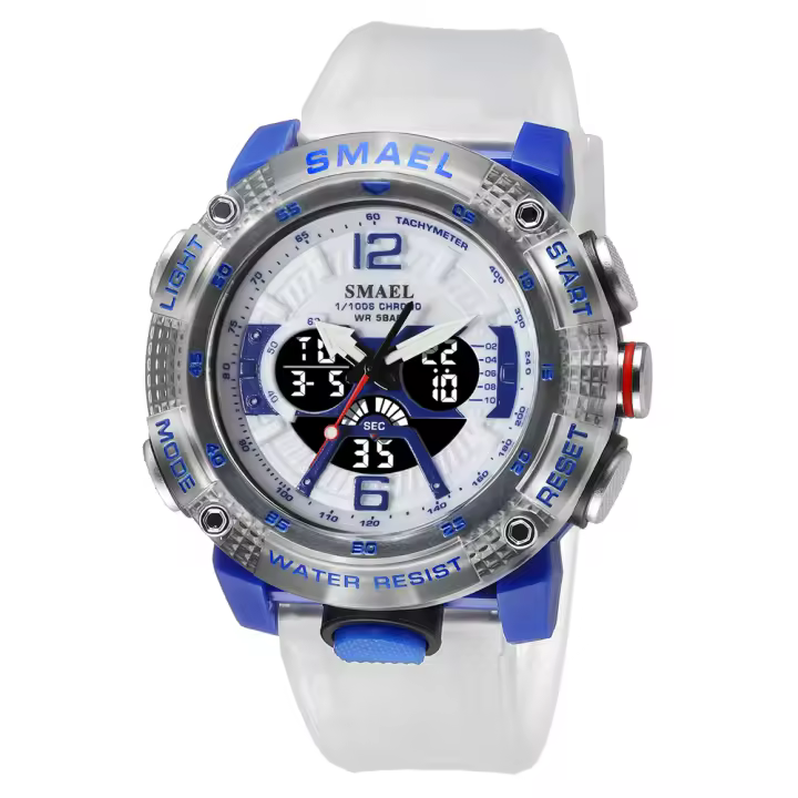 Reloj Deportivo de Moda SMAEL 8058 con Doble Tiempo Digital y Fecha Resistente al Agua con Movimiento de Cuarzo y Digital Ideal para Hombres - 1